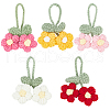 5Pcs 5 Colors Crochet Puff Flower Pendant Decorations with Adjustable Leaf DIY-FG0004-12-1