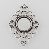 Antique Silver Tibetan Style Alloy Filigree Rhombus Cabochon Connector Settings X-TIBE-M022-08AS-1