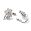 Bear & Star Brass Micro Pave Cubic Zirconia Cuff Earrings for Women EJEW-E310-18P-2