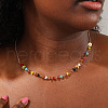 Elegant Brass & Synthetic Stone Chip Handmade Link Chain Necklaces for Women BM0340-1