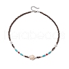 Summer Beach Synthetic Turquoise & Natural Coconut Beaded Neklaces NJEW-JN05208-02-4