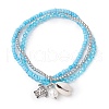 Glass & Brass Beads Multi-strand Bracelets BJEW-TA00638-2