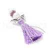 Glass Pearl Round Beaded with Polycotton Tassel Big Pendants PALLOY-MZ00612-01-2
