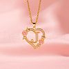 Brass Crystal Rhinestone Hollow Rose Heart with Letter Pendant Necklaces for Women WGC1928-10-1
