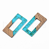 Transparent Resin & Walnut Wood Pendants RESI-S389-057A-B03-2