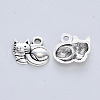 Tibetan Style Alloy Kitten Pendants TIBE-R316-062AS-RS-2