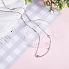 Simple Long Chain Necklace with Beads Stainless Steel Sweater Necklace Adjustable Chain Necklace Trendy Statement Necklace Neck Jewelry for Women JN1103A-5