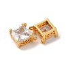 Brass Pave Clear Cubic Zirconia Square Charms KK-K382-49G-2