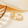 Brass Clear Cubic Zirconia Flat Round Hoop Earrings PR2276-1-2