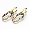 Brass Micro Pave Cubic Zirconia Huggie Hoop Earrings EJEW-S208-127-NF-2