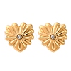 Heart 304 Stainless Steel Clear Cubic Zirconia Stud Earrings EJEW-Z118-02G-4