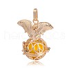 Golden Plated Brass Hollow Round Cage Pendants KK-J252-07G-2