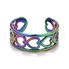 Rainbow Color Ion Plating(IP) 304 Stainless Steel Heart Wrap Open Cuff Ring for Women RJEW-A005-09-2