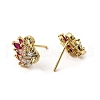 Swan Shape Rack Plating Brass Micro Pave Cubic Zirconia Stud Earrings KK-E084-42G-2