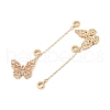 Rack Plating Butterfly Brass Pink Cubic Zirconia European Safety Chains KK-F879-20G-2