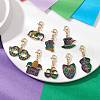 8Pcs 8 Styles Carnival/Mardi Gras Theme Alloy Enamel & Glitter Powder Pendants Decoration HJEW-JM02997-1