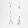 Heart Glass Dangle Earrings EJEW-JE01738-02-1