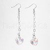 Heart Glass Dangle Earrings EJEW-JE01738-02-1