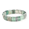 Sqaure Natural Fluorite Beads Stretch Bracelets for Women Men BJEW-C097-06L-4