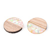 Transparent Resin & White Wood Pendants RESI-N039-33-2