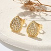 Brass Micro Pave Clear Cubic Zirconia Stud Earrings EJEW-D305-06G-5