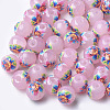 Printed & Spray Painted Imitation Jade Glass Beads GLAA-S047-05A-01-1
