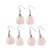 Natutal Rose Quartz Dangle Earrings EJEW-F343-A07-1