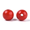Spray Painted Round Natural Schima Wood Beads WOOD-A018-14mm-07-2