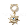 Rack Plating Brass Micro Pave Clear Cubic Zirconia Connector Charms KK-H434-43G-1