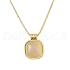 304 Stainless Steel & Cat Eye Square Pendant Necklaces NJEW-N055-11G-1