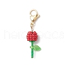 Mother's Day Carnation Glass Seed Beads & Acrylic Dendant ecorations HJEW-MZ00228-04-2