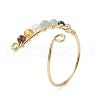 Natural Mixed Gemstone Braided Beaded Chakra Open Cuff Ring RJEW-JR00548-4