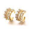 Brass Micro Pave Clear Cubic Zirconia Cuff Earrings EJEW-F370-14G-3
