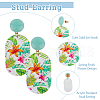 FIBLOOM 4 Pairs 4 Style Flower Enamel Dangle Stud Earrings EJEW-FI0002-31-4