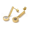 Ion Plating(IP) Stainless Steel Inlay Rhinestone and Clear Cubic Zirconia Stud Earrings for Women EJEW-M024-07B-G-2