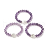 1Pc Round Natural Amethyst Beaded Stretch Bracelets BJEW-DJ0001-39-1