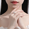 Rhodium Plated 925 Sterling Silver Pave 6.5x3.9mm Moissanite Finger Rings for Women WG3CEB4-02-3