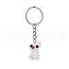 Rabbit Glass Seed Bead with Natural Carnelian Beads and Natural Black Onyx Round Beads Keychains KEYC-MZ00036-2