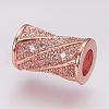 Brass Micro Pave Cubic Zirconia Beads ZIRC-G087-19RG-2
