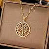 Brass Micro Pave Clear Cubic Zirconia Tree of Life Pendants NJEW-H066-01D-G-1