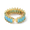 Rectangle Brass Micro Pave Cubic Zirconia Open Cuff Ring for Women RJEW-Z044-05G-04-3