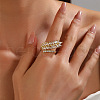 Brass Micro Pave Cubic Zirconia Adjustable Cuff Rings for Women RJEW-B127-01G-2
