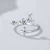 925 Sterling Silver Adjustable Cuff Open Rings for Women HV5702-1