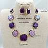 Square Zinc Alloy & Resin Link Chain Necklaces & Dangle Earrings Sets FS-WGC3850-01-4