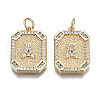 Brass Micro Pave Clear Cubic Zirconia Pendants KK-S356-234A-G-NF-1