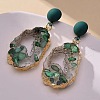 Oval with Flat Round Zinc Alloy Dangle Stud Earrings FS-WGBAFE0-01-1