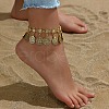 Bohemian Ethnic Style Flower Coin Tassel Alloy Anklets FS-WGE8569-01-2