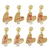 Brass Micro Pave Clear Cubic Zirconia Heart Dangle Stud Earrings EJEW-S277-12G-2