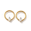 304 Stainless Steel Clear Cubic Zirconia Horse Eye Hoop Nose Rings AJEW-D306-13G-1