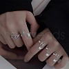 Anti-Tarnish Rhodium Plated 925 Sterling Silver Initial Letter Open Cuff Ring JR852F-3